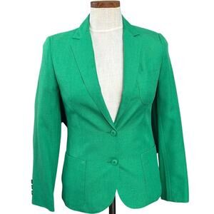 Vintage Personal Petites Green Blazer 6 Union Made USA Emerald Academia Career